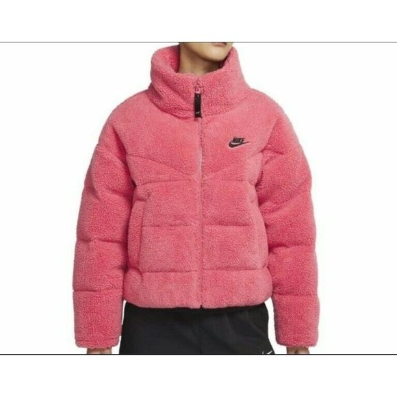 Nike Sherpa Puffer Jacket Pink DM9260-622 Therma Fit Down Fill Women's Sz 2X NWT - Picture 1 of 14